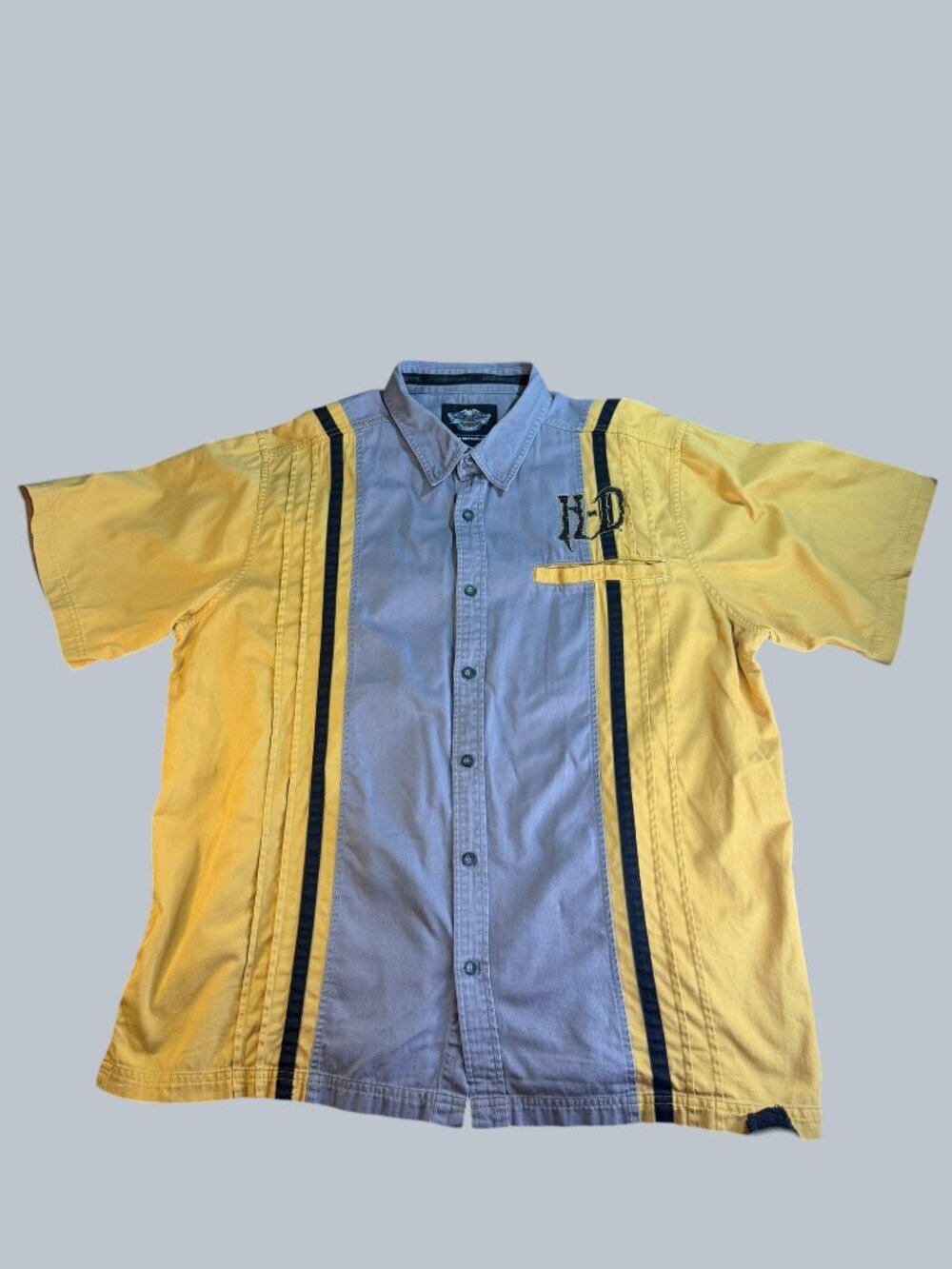 Harley-Davidson Genuine MotorClothes Racing Stripe Shirt Yellow Gray 2XL HD